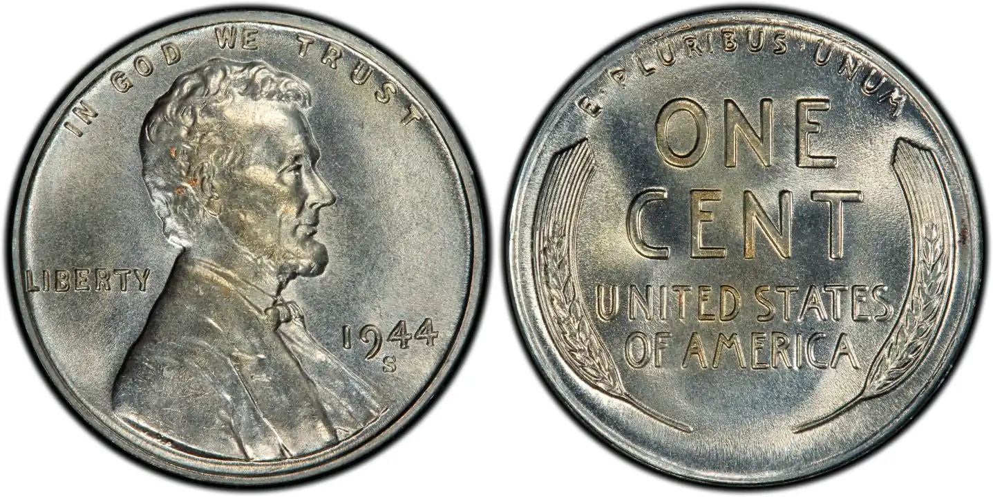 Extremely rare and expensive 1944 s steel penny exemplar.